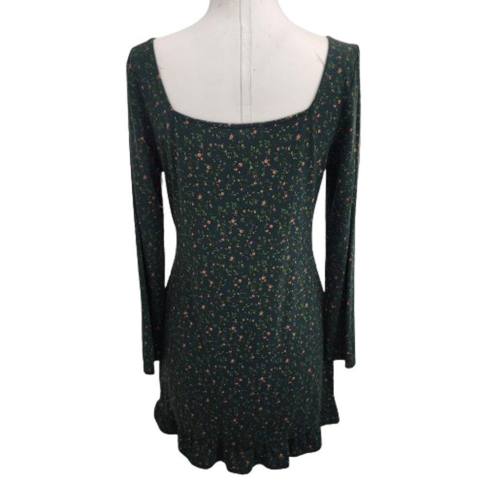 Reformation Anjeline Green Floral LS Bodycon Mini Dress - Picture 4 of 10